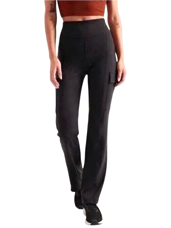 Athleta Pants - Athleta Black Cargo Pants | Delancey Straight Leg High Waist | Large Tall NWOT